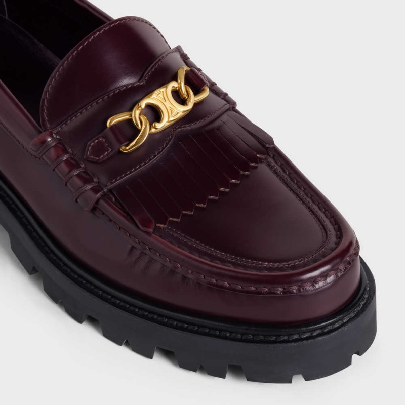 Mocassin Celine Margaret With Triomphe Chain In Polished Bull Bordeaux | CL-592522