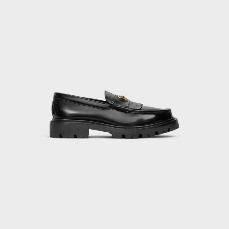 Mocassin Celine Margaret With Triomphe Frame In Polished Bullskin Noir | CL-592525