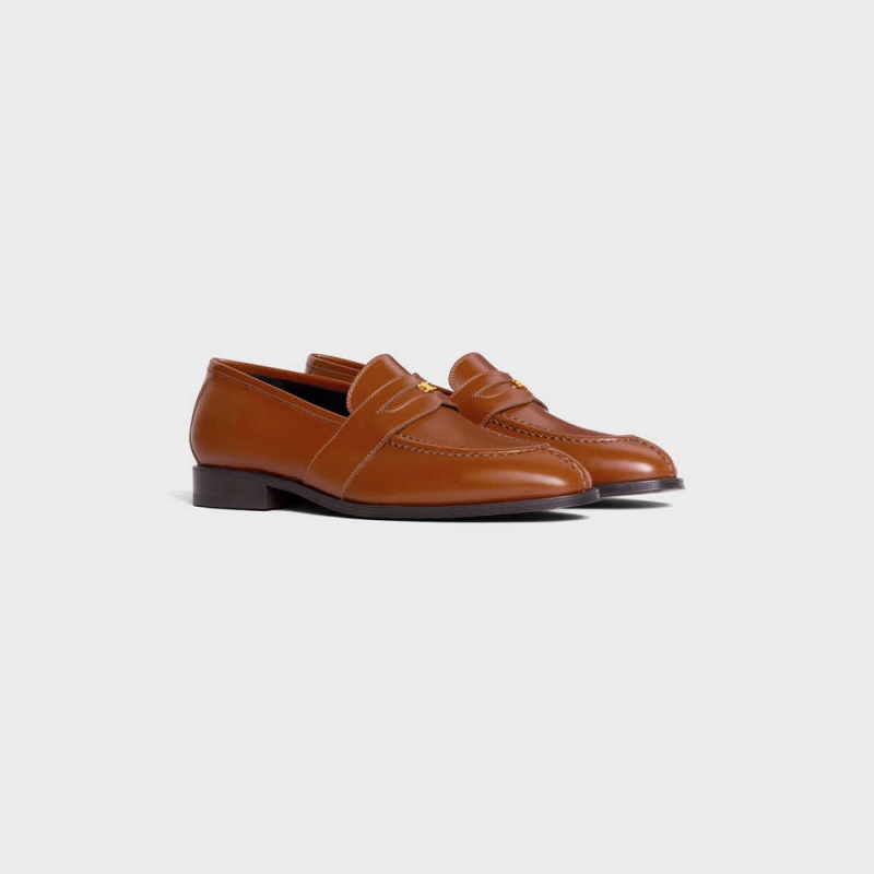 Mocassin Celine Triomphe Malaquais In Polished Bullskin Marron | CL-592531