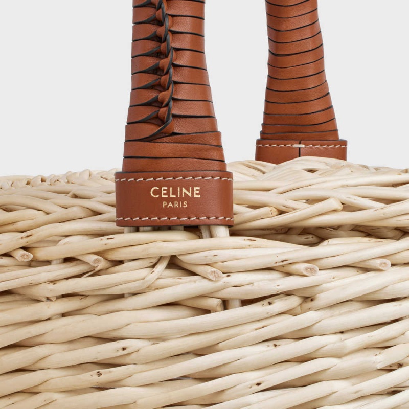 Panier Celine Basket In Wicker And Calfskin Marron | CL-593068