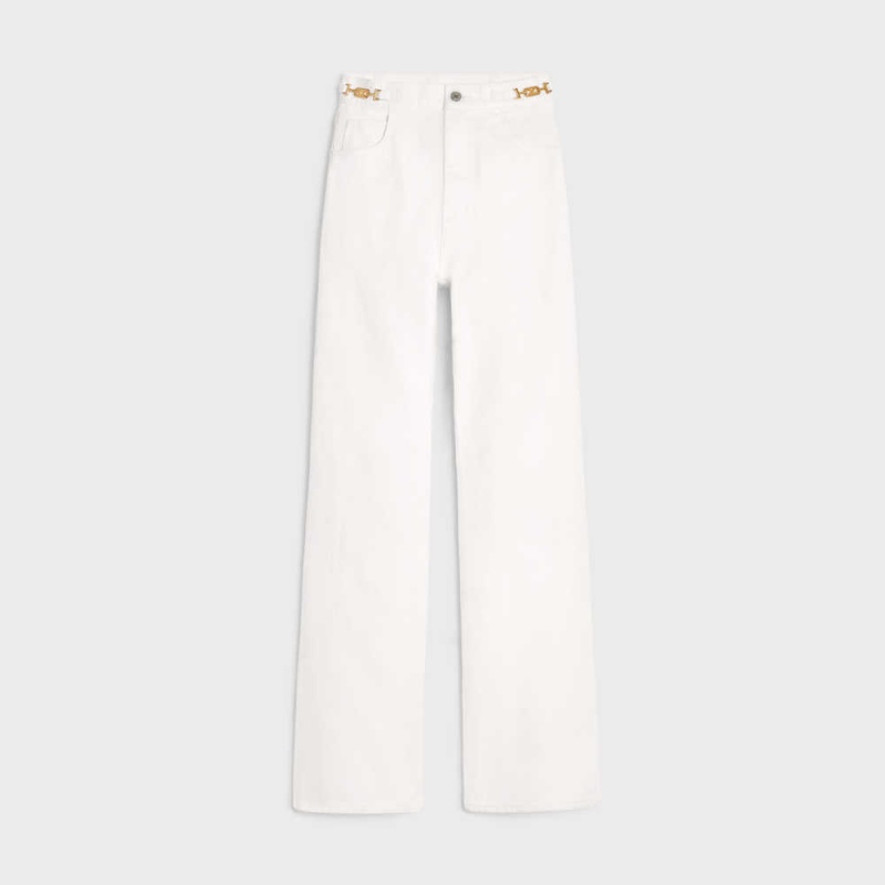 Pantalon Celine Jane Flared Jeans In Optic Wash Denim Blanche Lavage | CL-592722