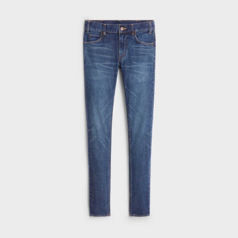 Pantalon Celine Mince Jeans In Dark Union Wash Denim Lavage Foncé | CL-592730