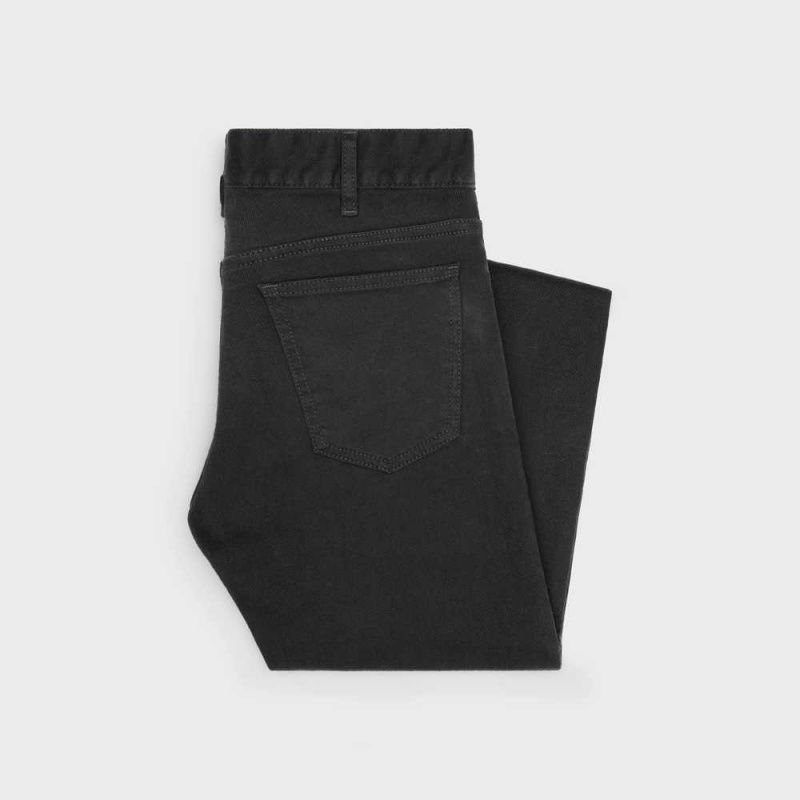 Pantalon Celine Mince Jeans In Pure Black Stone Wash Denim Noir Grise | CL-592729