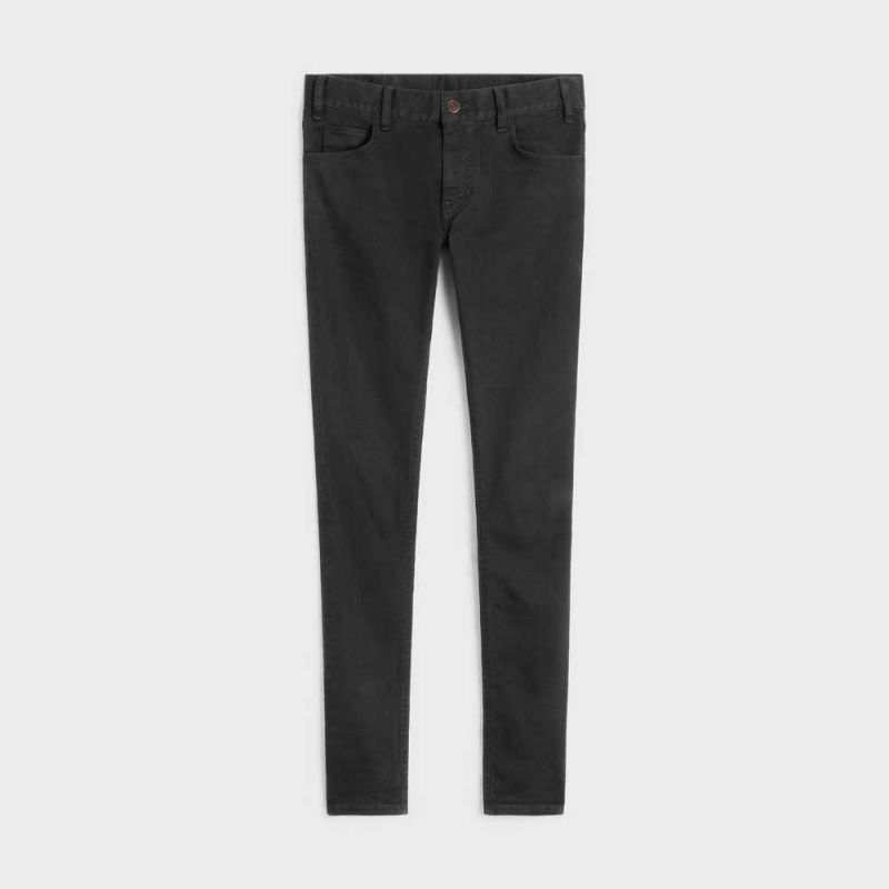 Pantalon Celine Mince Jeans In Pure Black Stone Wash Denim Noir Grise | CL-592729