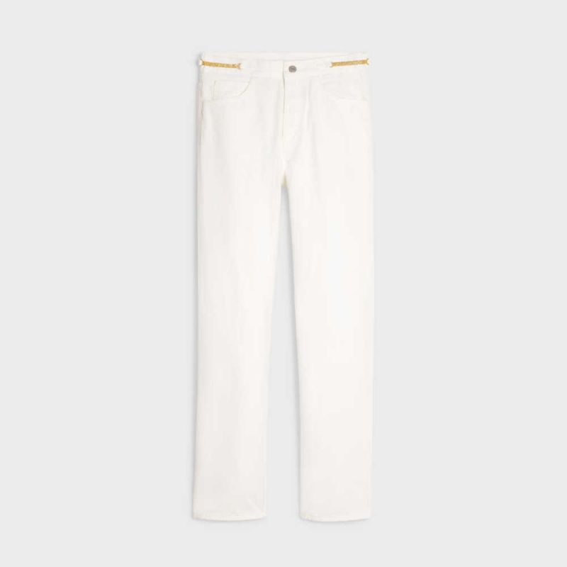 Pantalon Celine Polly Jeans In Optic Wash Denim Blanche Lavage | CL-592712