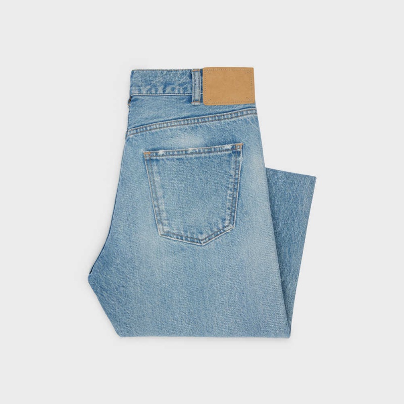 Pantalon Celine Polly Jeans In Steel Blue Wash Denim Grise Bleu Lavage | CL-592711