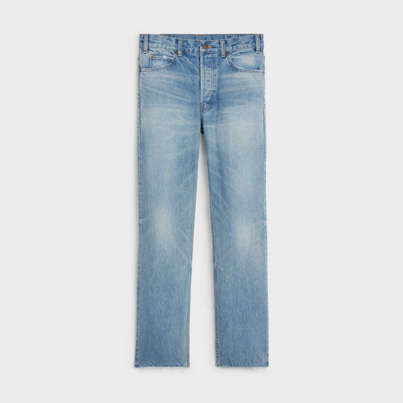 Pantalon Celine Polly Jeans In Steel Blue Wash Denim Grise Bleu Lavage | CL-592711