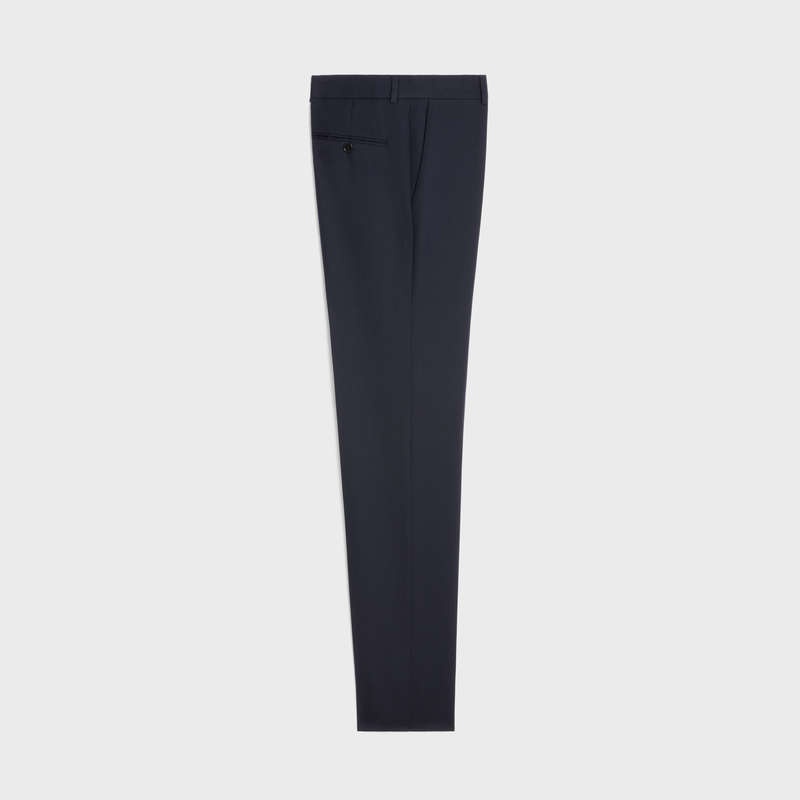 Pantalons Celine Classiche In Laine Gabardine Bleu Marine | CL-592021