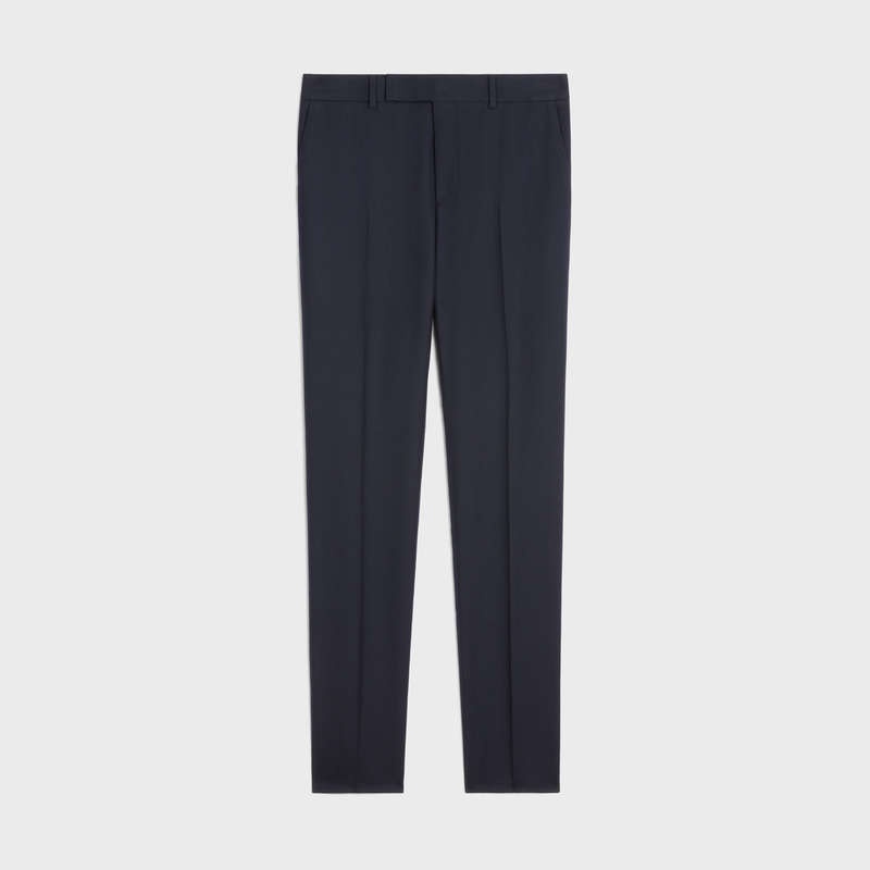 Pantalons Celine Classiche In Laine Gabardine Bleu Marine | CL-592021