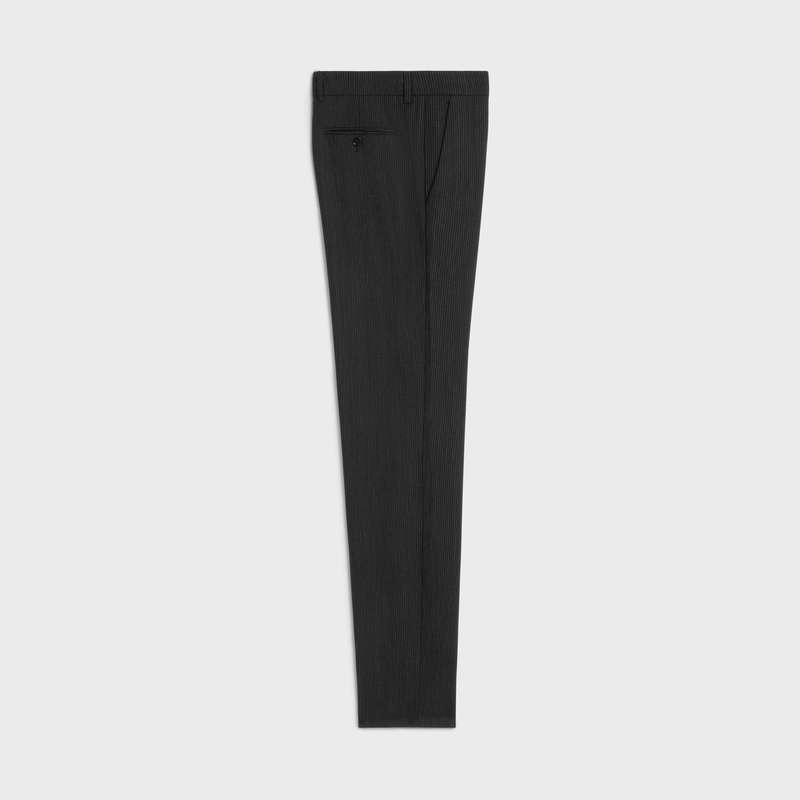 Pantalons Celine Classiche In Rayé Laine Noir Blanche | CL-592024