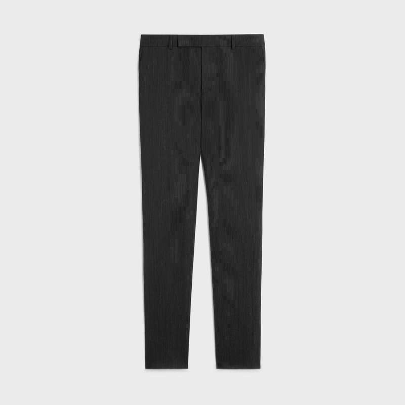 Pantalons Celine Classiche In Rayé Laine Noir Blanche | CL-592024