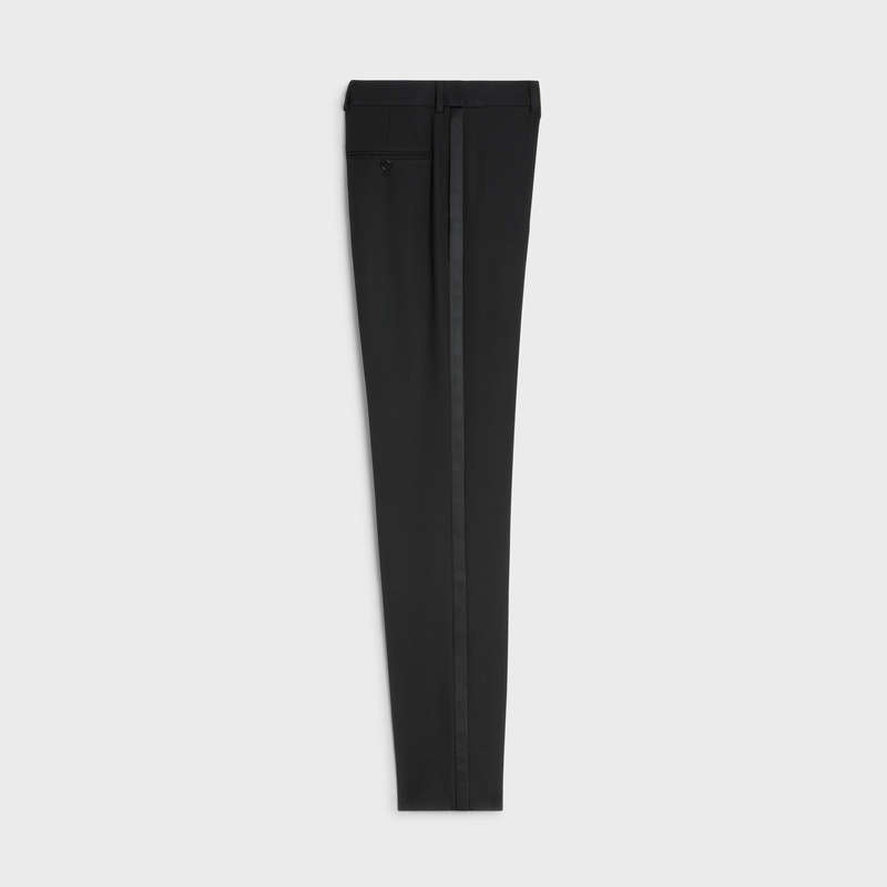 Pantalons Celine Classiche Tux In Grain De Poudre Noir | CL-592019