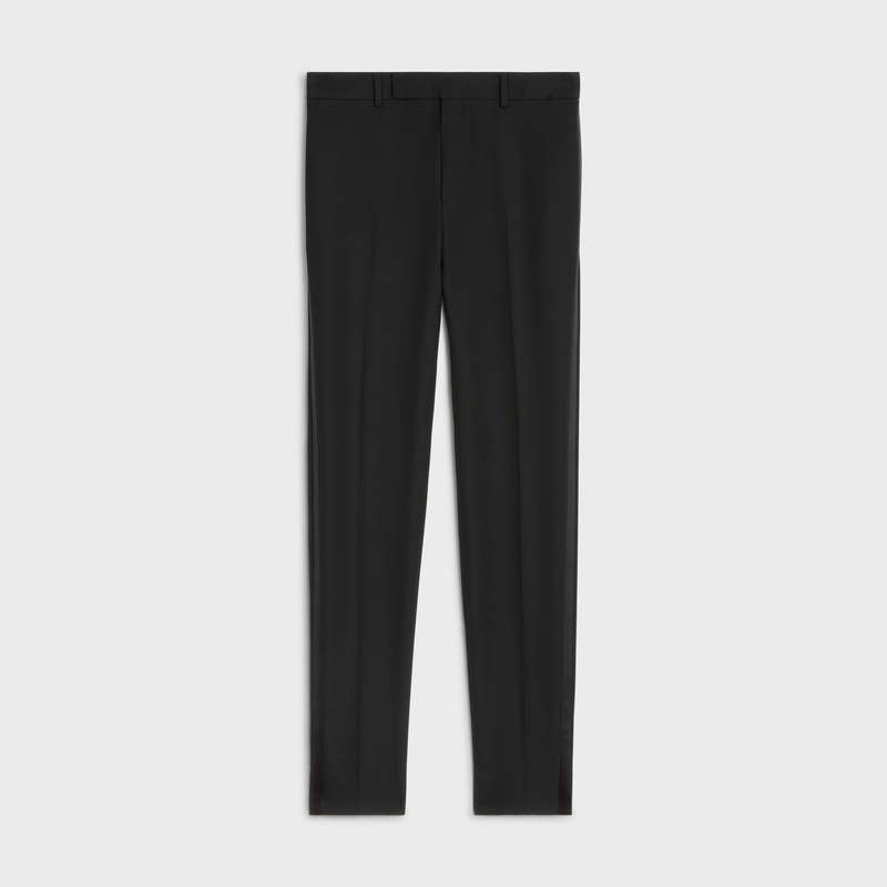 Pantalons Celine Classiche Tux In Grain De Poudre Noir | CL-592019