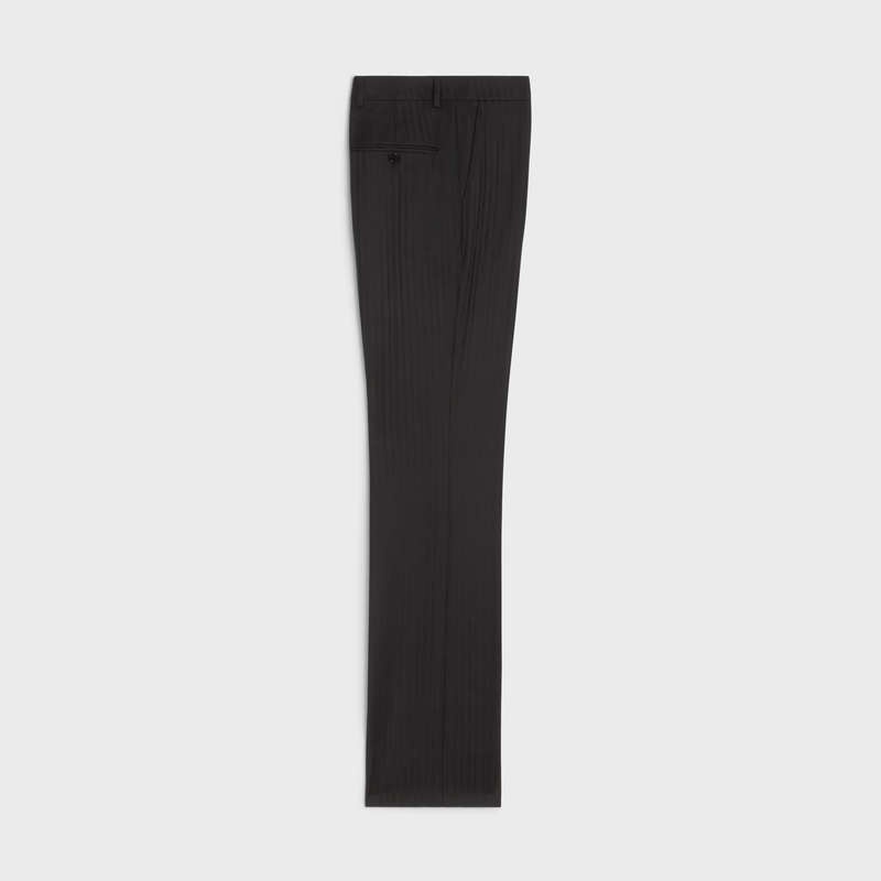 Pantalons Celine Flared Cropped In Rayé Laine Noir | CL-592013