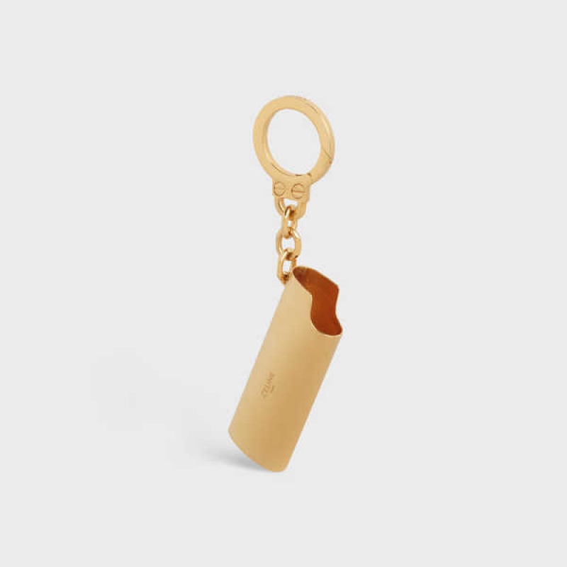 Petite Maroquinerie Celine Lighter Case Charm In Brass Doré | CL-592920