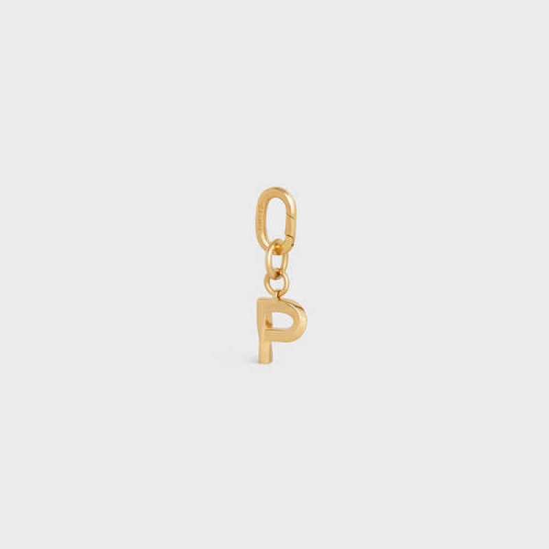 Petite Maroquinerie Celine P Charm In Brass Doré | CL-592935