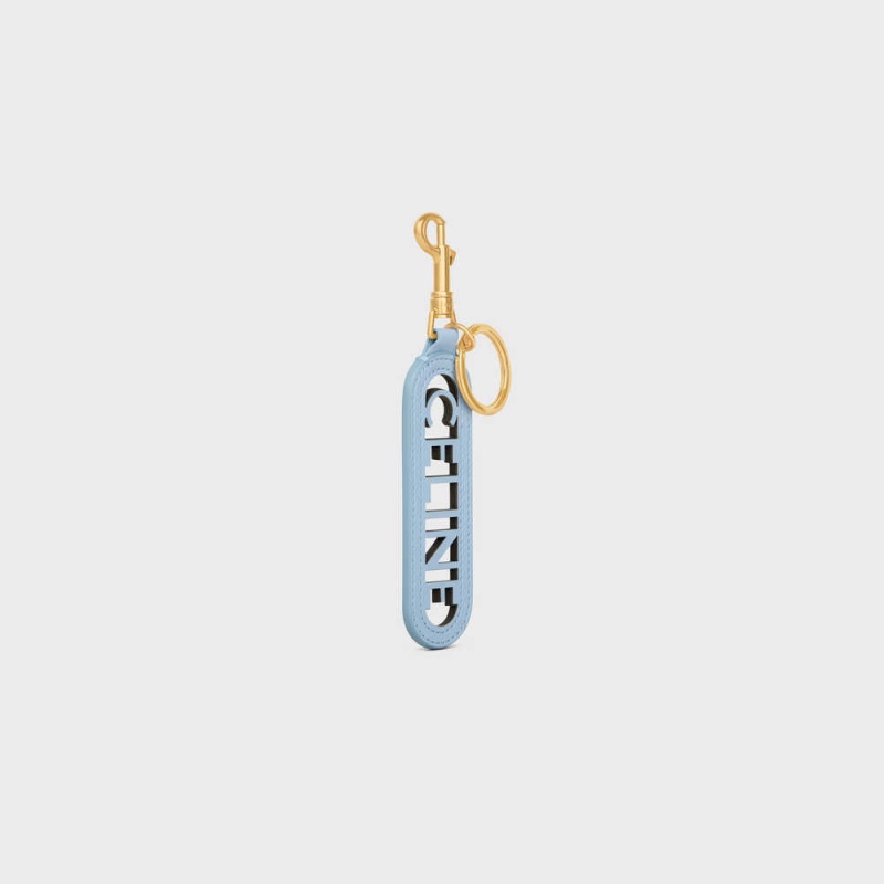 Petite Maroquinerie Celine Perforated Keyring Charm In Smooth Calfskin Bleu | CL-592900