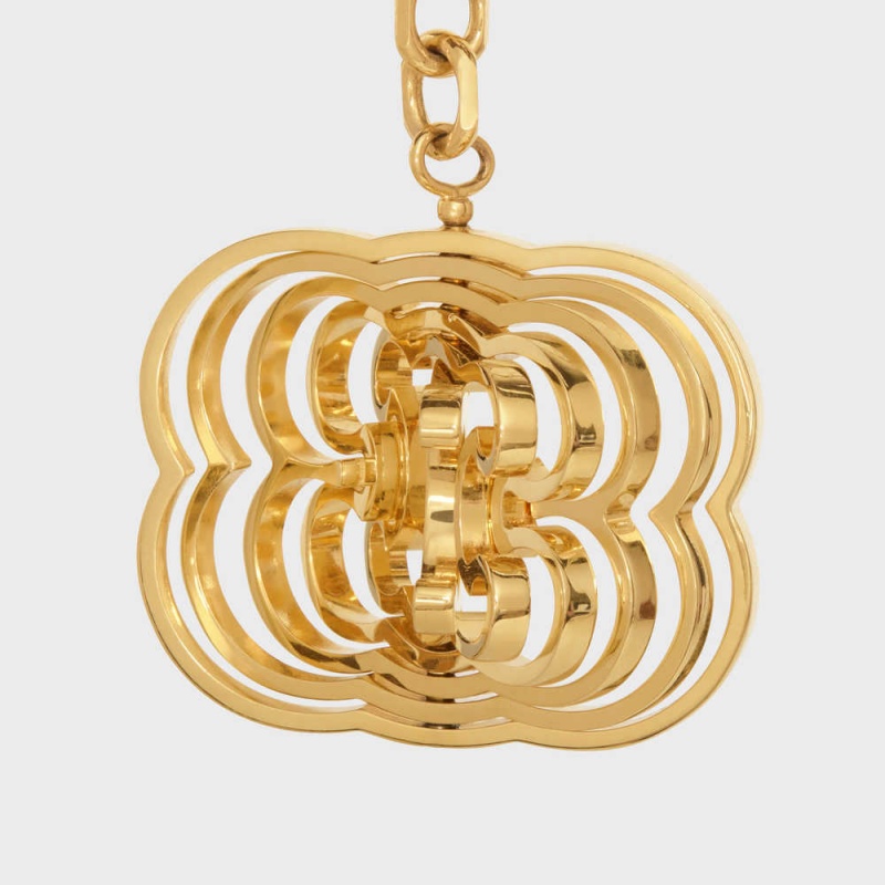 Petite Maroquinerie Celine Triomphe Helix Charm In Brass Doré | CL-592917