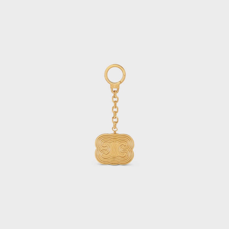 Petite Maroquinerie Celine Triomphe Helix Charm In Brass Doré | CL-592917