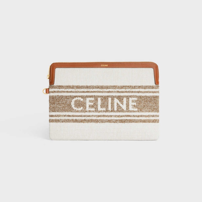 Pochettes Celine Brides In Rayé Textile With Celine Jacquard Marron Marron | CL-592887