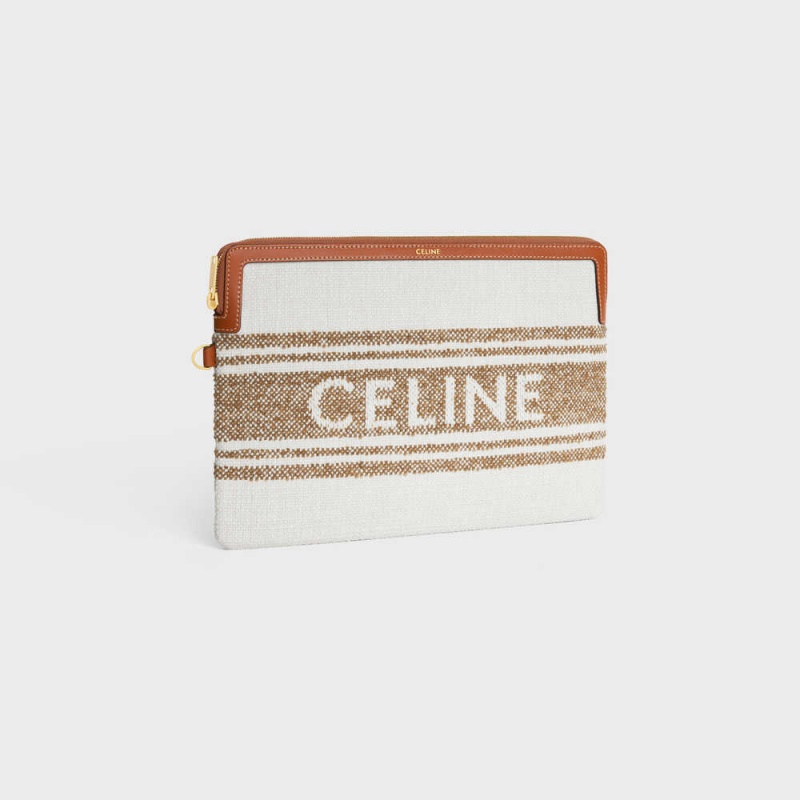 Pochettes Celine Brides In Rayé Textile With Celine Jacquard Marron Marron | CL-592887