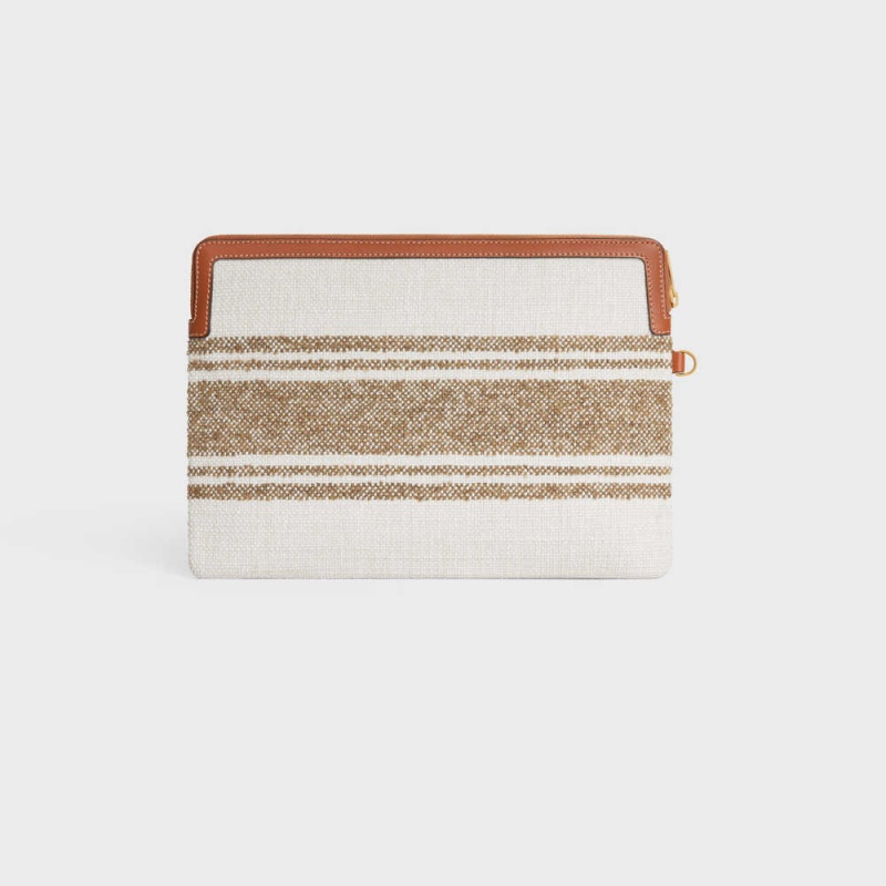 Pochettes Celine Brides In Rayé Textile With Celine Jacquard Marron Marron | CL-592887