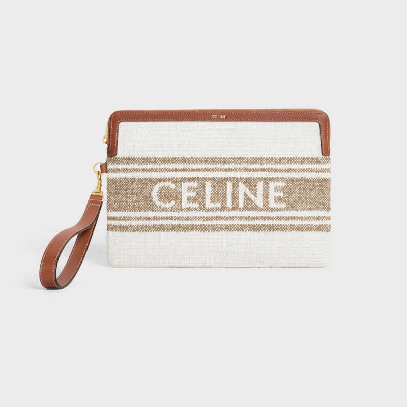 Pochettes Celine Brides In Rayé Textile With Celine Jacquard Marron Marron | CL-592887