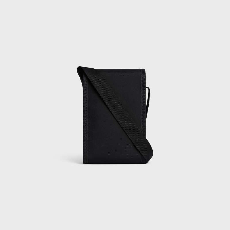 Pochettes Celine Randonnée Flap Phone Pouch In Nylon With Celine Print Noir | CL-591783