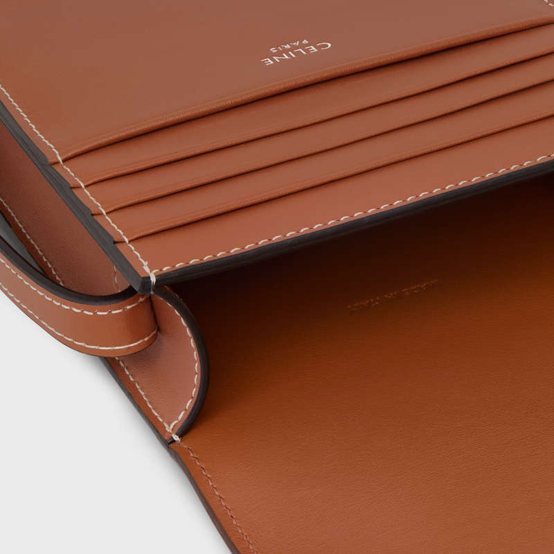 Pochettes Celine Vertical Sleeve In Triomphe Tela And Calfskin Marron | CL-591782