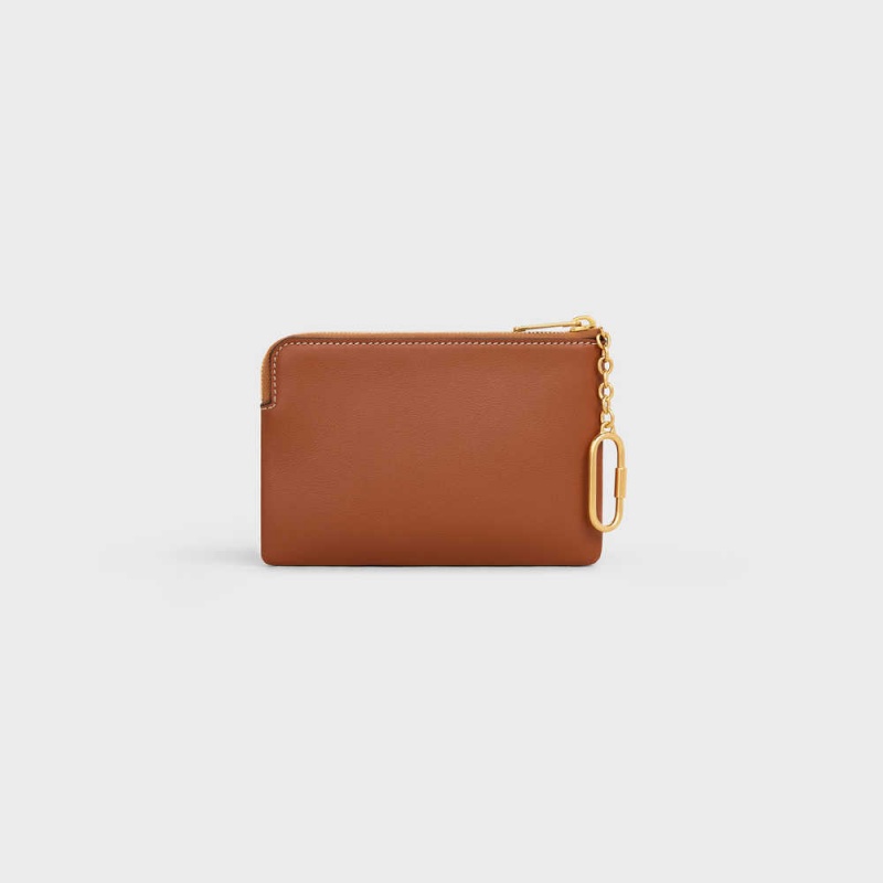 Porte-Carte Celine Coand Card Pouch Cuir Triomphe Smooth Calfskin Marron | CL-592951