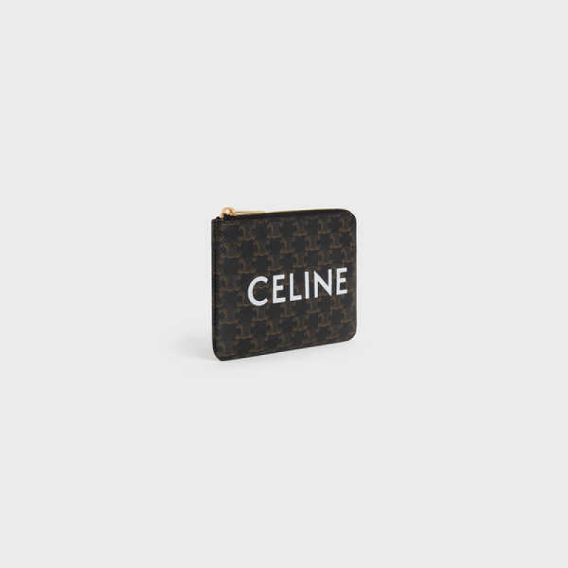 Porte-Carte Celine Coand Card Pouch Triomphe Tela Noir | CL-592957