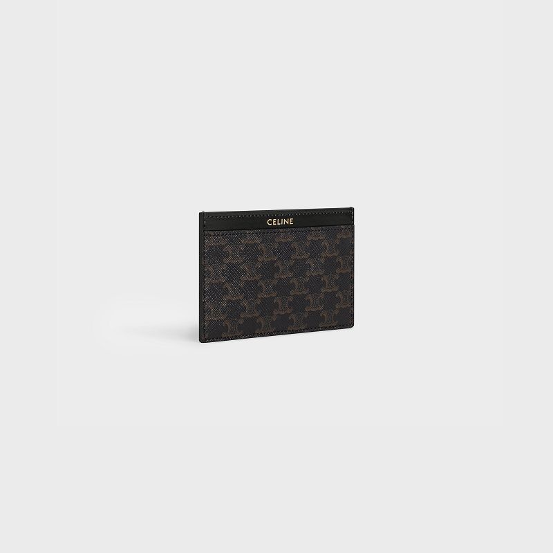 Porte-Carte Celine In Triomphe Tela And Calfskin Noir | CL-591800