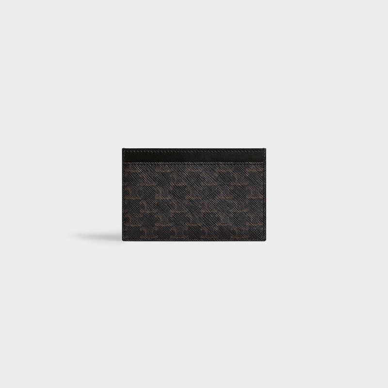 Porte-Carte Celine In Triomphe Tela And Calfskin Noir | CL-591800