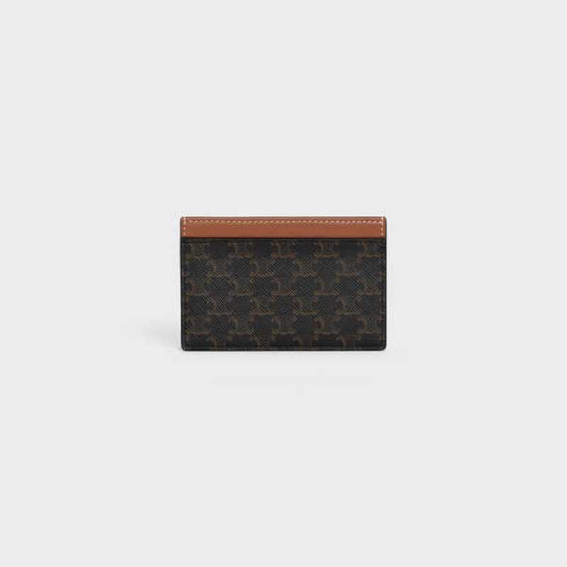 Porte-Carte Celine Triomphe Tela With Print Marron | CL-592959