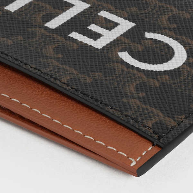 Porte-Carte Celine Triomphe Tela With Print Marron | CL-592959