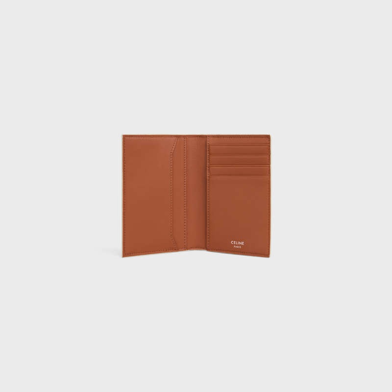 Porte-Carte Celine Vertical In Triomphe Tela Marron | CL-591815