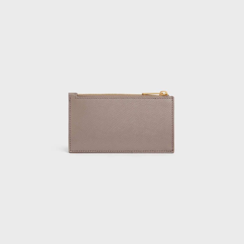 Porte-Carte Celine Zipped Compact Essentials In Grained Calfskin Grise | CL-591811