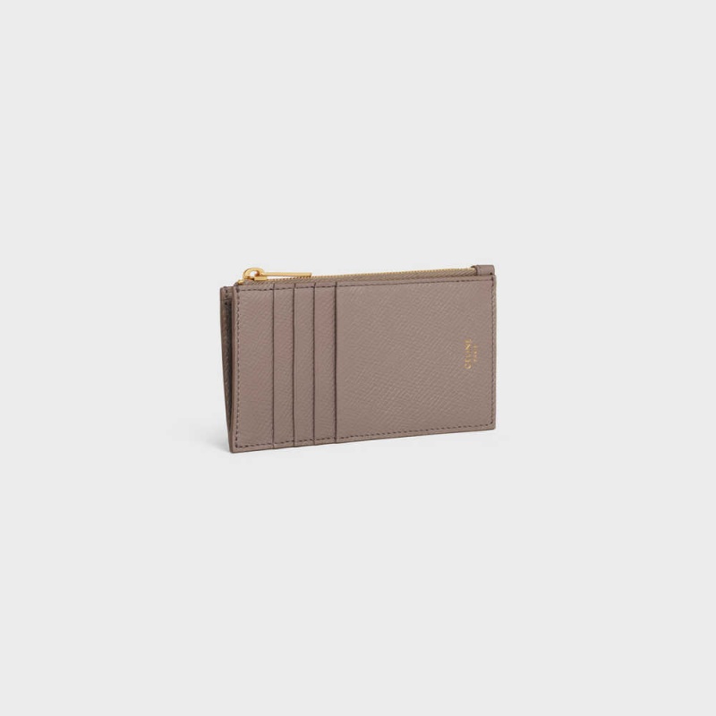 Porte-Carte Celine Zipped Compact Essentials Grained Calfskin Grise | CL-592963