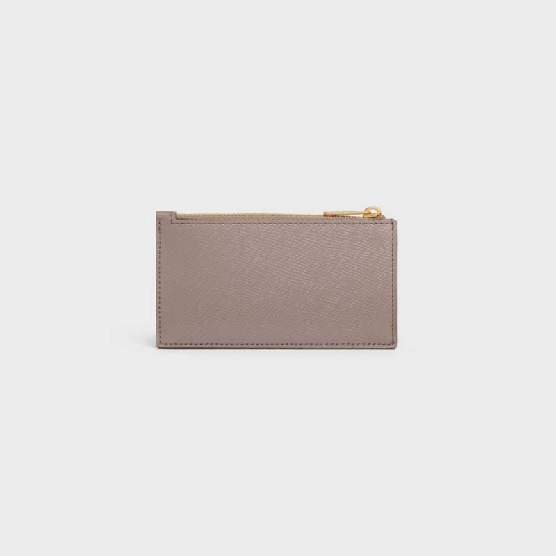 Porte-Carte Celine Zipped Compact Essentials Grained Calfskin Grise | CL-592963