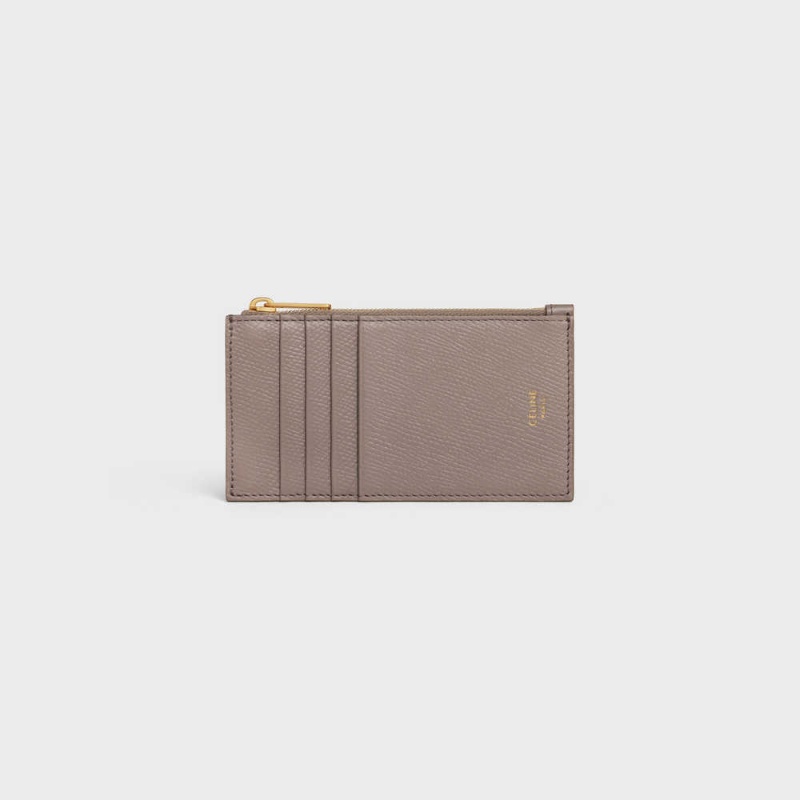 Porte-Carte Celine Zipped Compact Essentials Grained Calfskin Grise | CL-592963