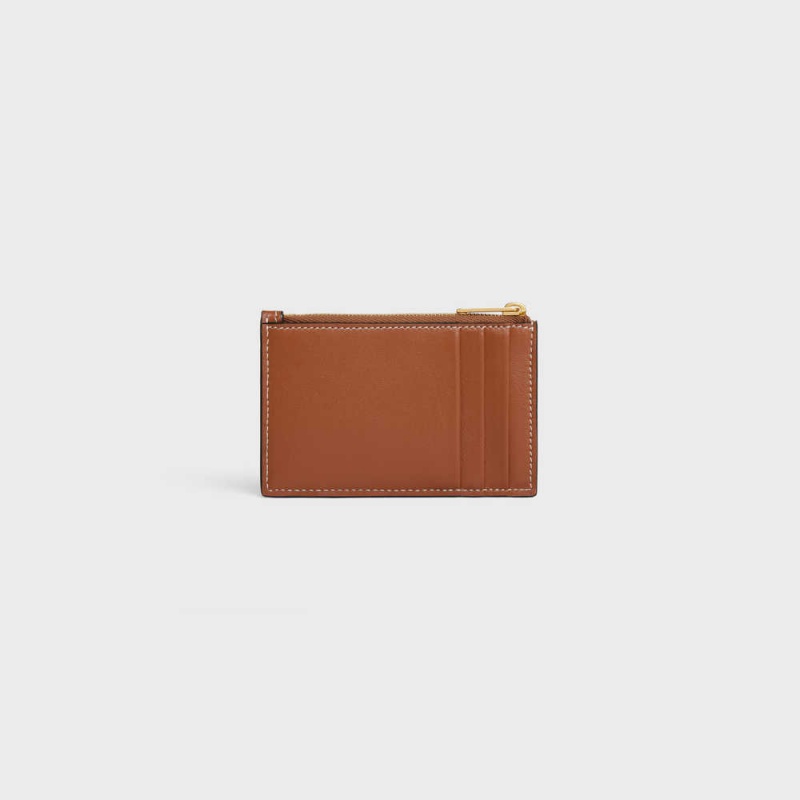 Porte-Carte Celine Zipped Smooth Lambskin Marron | CL-592952