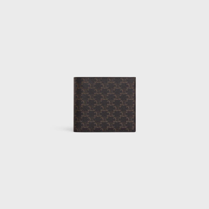 Portefeuilles Celine Bi-fold With Coin Compartment In Triomphe Tela Noir | CL-591786