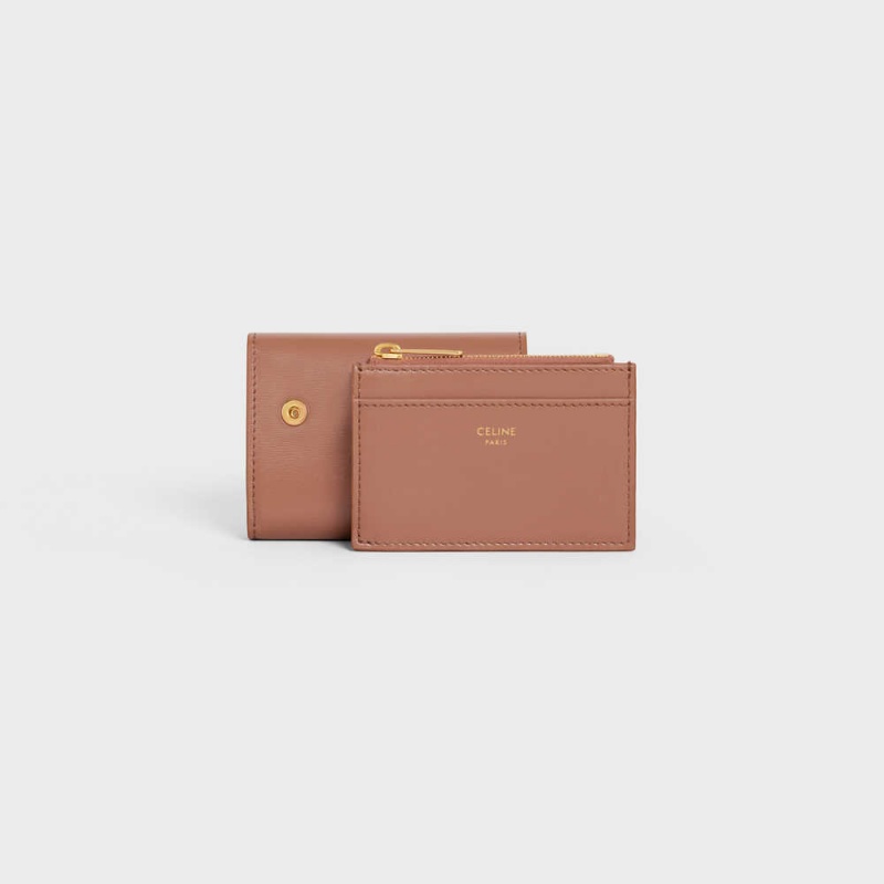 Portefeuilles Celine Compact With Coin Triomphe In Shiny Calfskin Marron | CL-592982