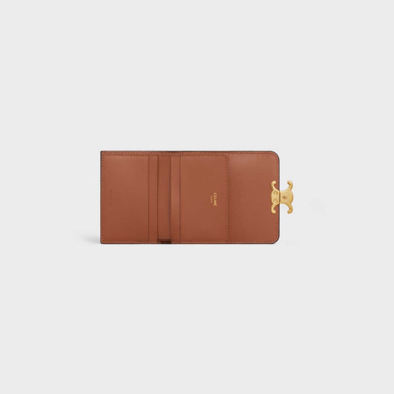 Portefeuilles Celine Compact With Coin Triomphe In Triomphe Tela Marron | CL-592980