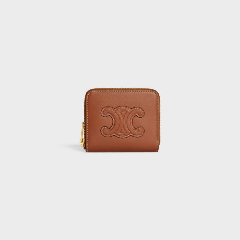 Portefeuilles Celine Compact Zipped Cuir Triomphe In Smooth Calfskin Marron | CL-592998