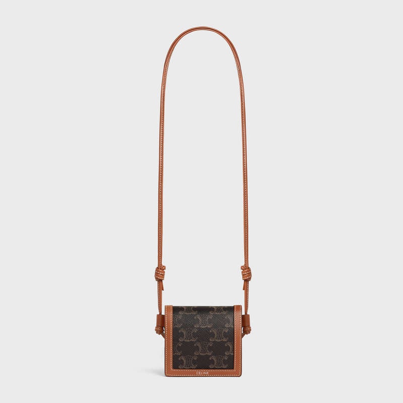 Portefeuilles Celine Nekclace In Triomphe Tela And Calfskin Marron | CL-591791