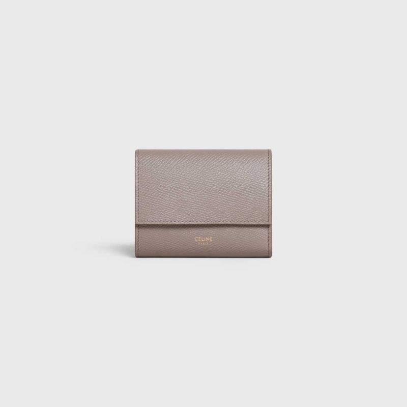 Portefeuilles Celine Small Trifold In Grained Calfskin Grise | CL-593004