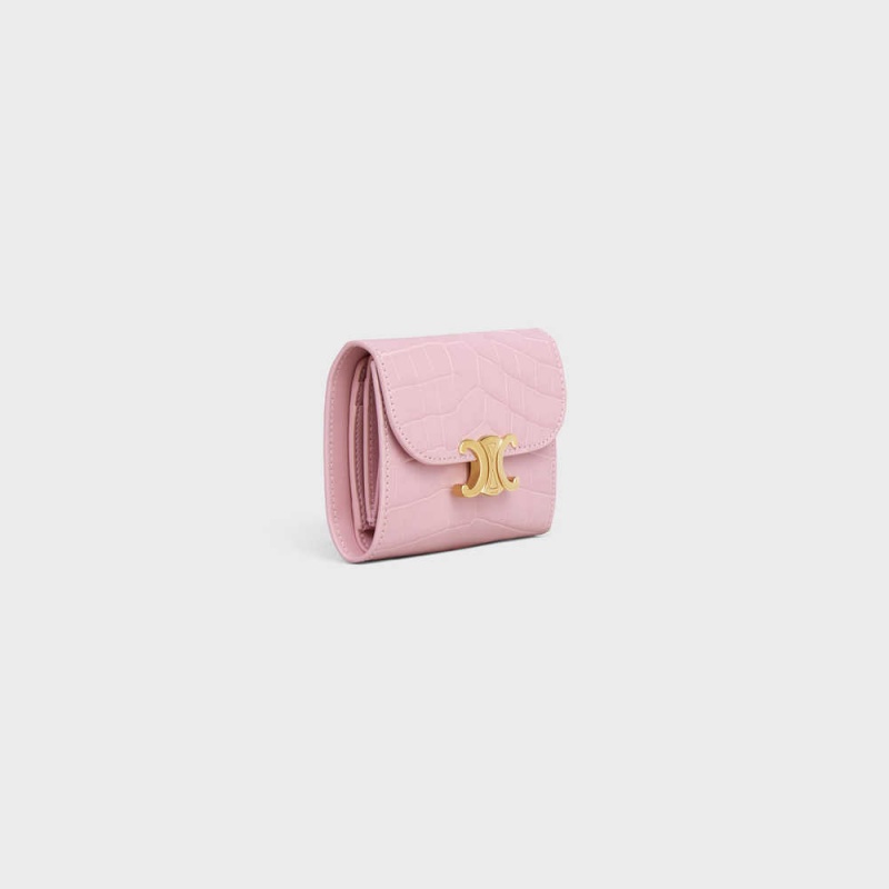 Portefeuilles Celine Small Triomphe In Niloticus Crocodile Rose Clair | CL-592974