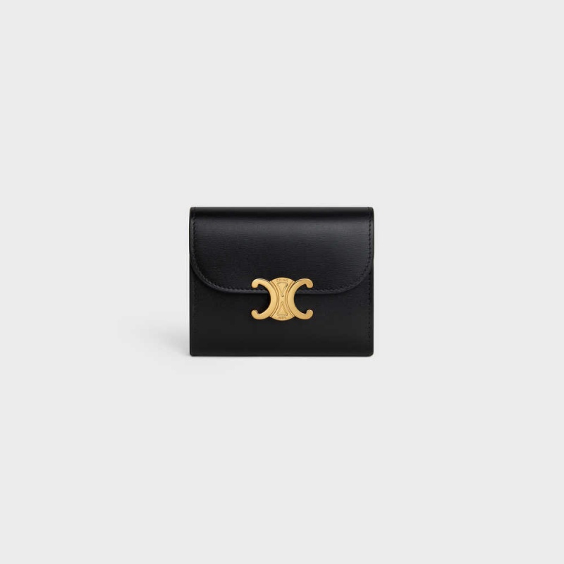 Portefeuilles Celine Small Triomphe In Shiny Calfskin Noir | CL-592967