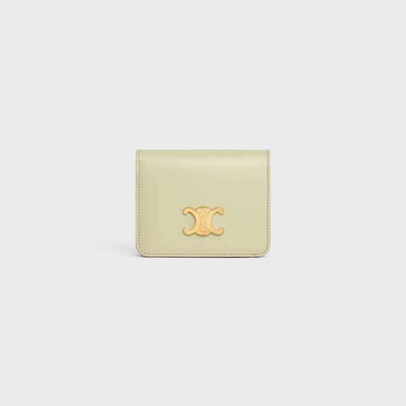 Portefeuilles Celine Triomphe Compact In Shiny Calfskin Vert | CL-592966